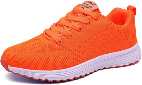 bright orange shoes women running.